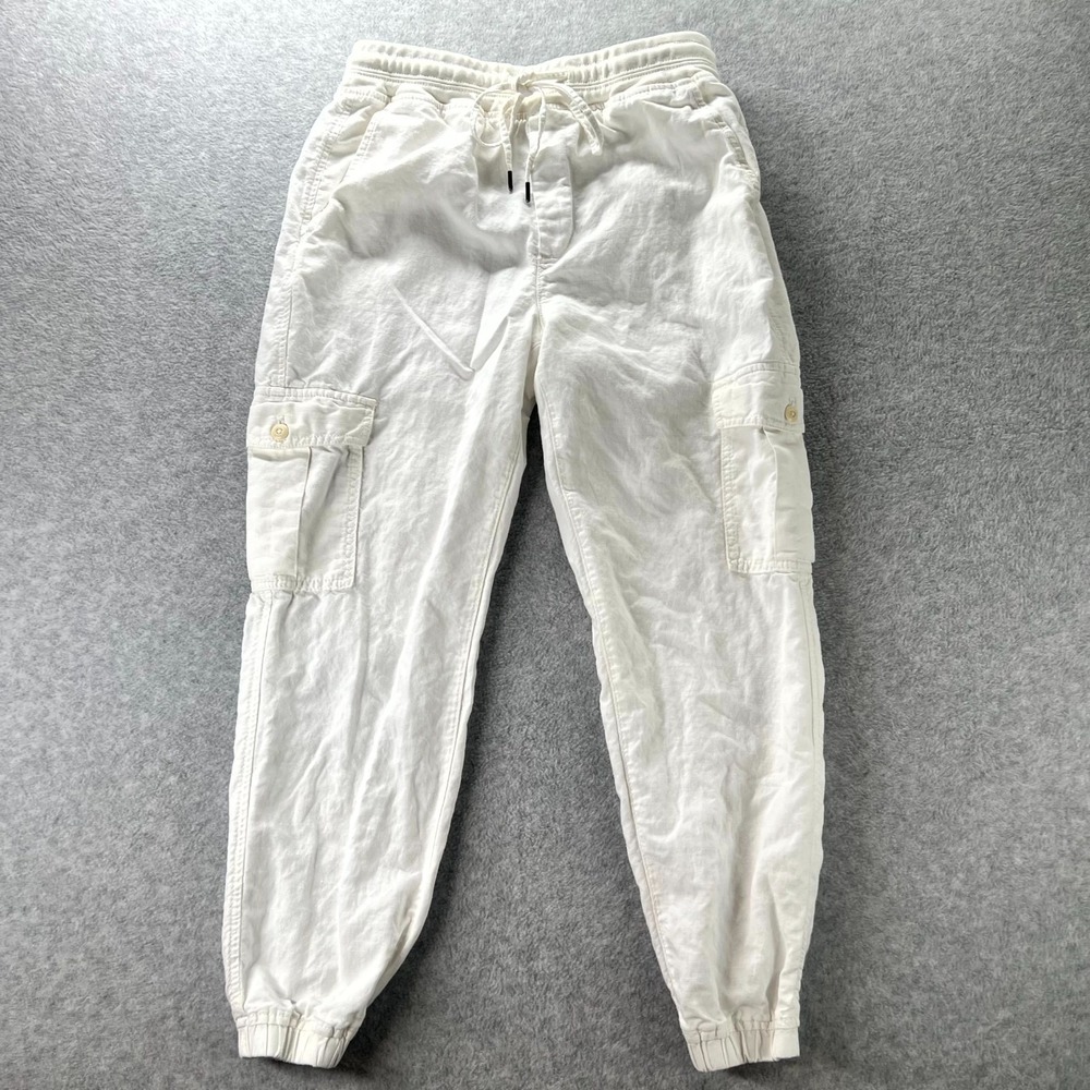 GAP Cargo Jogger Pants Womens Small White Drawstring Waist Utility Pockets